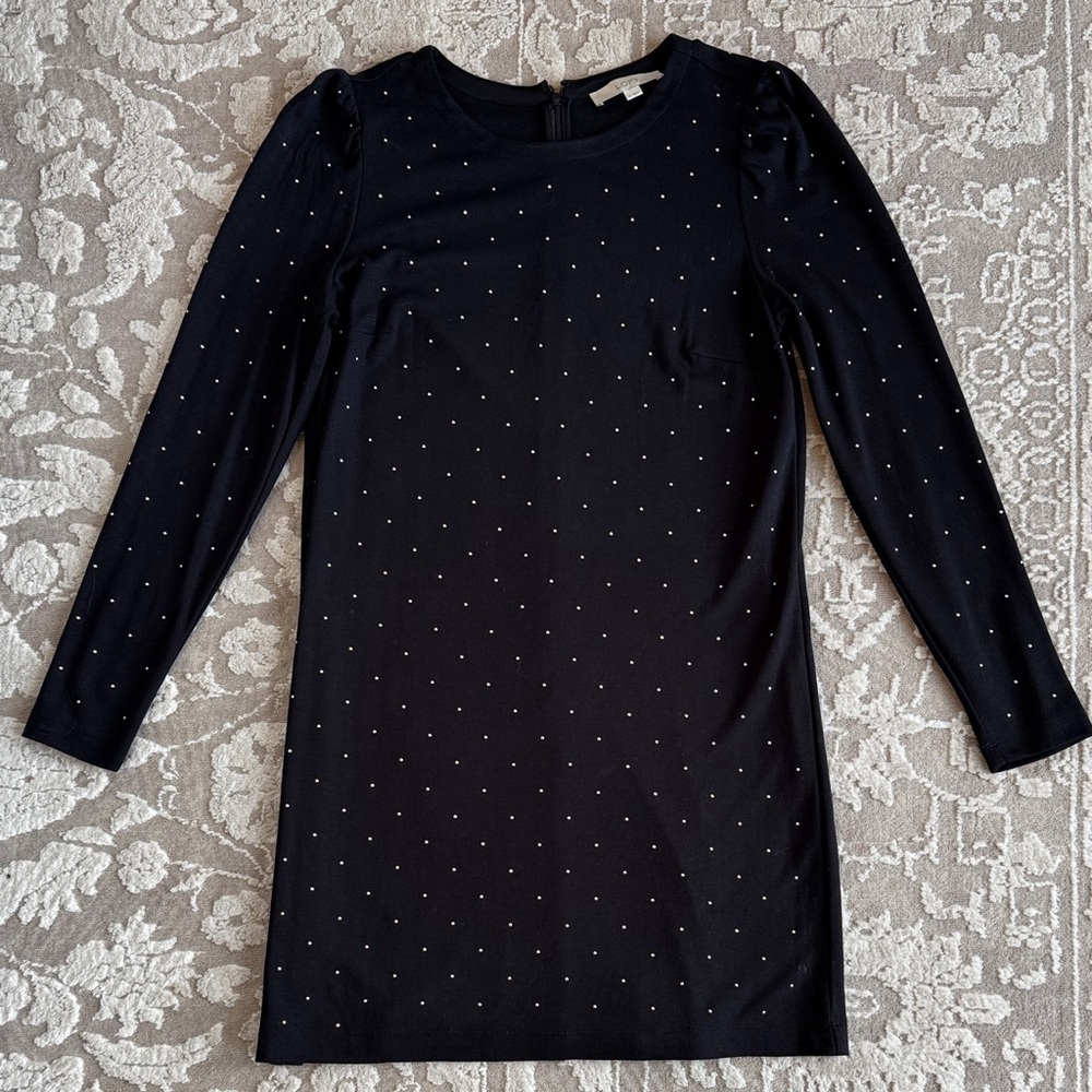 LOFT Black Long Sleeve Mini Dress with Studded Detail - Women’s Size M